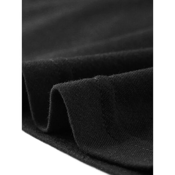 Cowl Neck Women's Short Sleeve Button Decor Ruched Casual Basic T-Shirt Black - Picture 5 of 6